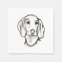 dachshund hand drawn sketch black white puppy dog