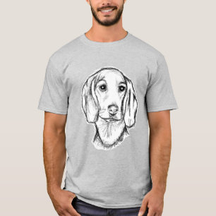 dachshund hand drawn sketch black white puppy dog  T-Shirt