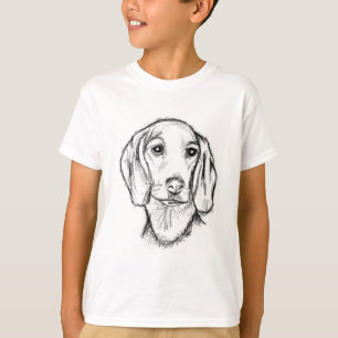 dachshund hand drawn sketch black white puppy dog  T-Shirt