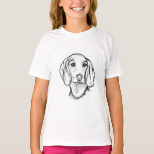 dachshund hand drawn sketch black white puppy dog T-Shirt