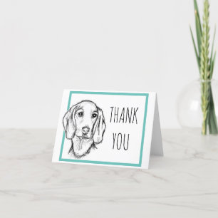 dachshund hand drawn sketch black white puppy dog thank you card