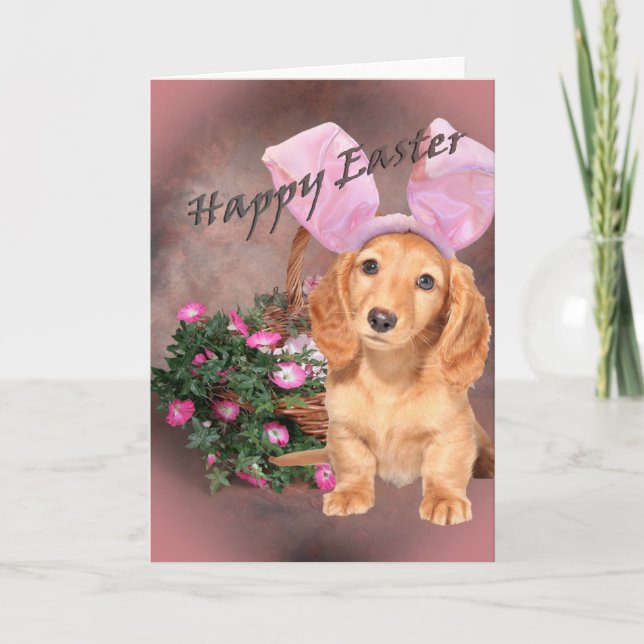 Dachshund Happy Easter Holiday Card (Front)