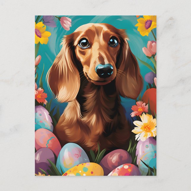 Dachshund Happy Easter Postcard (Front)