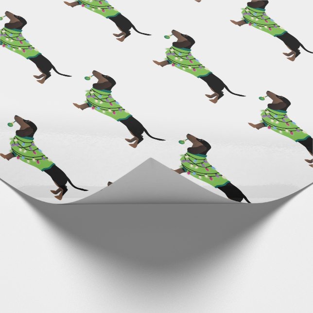 Dachshund Happy Holidays Design Wrapping Paper (Corner)