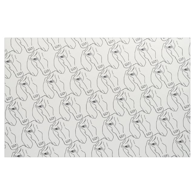 Dachshund Head, Art Drawing Fabric (Fat Quarter)