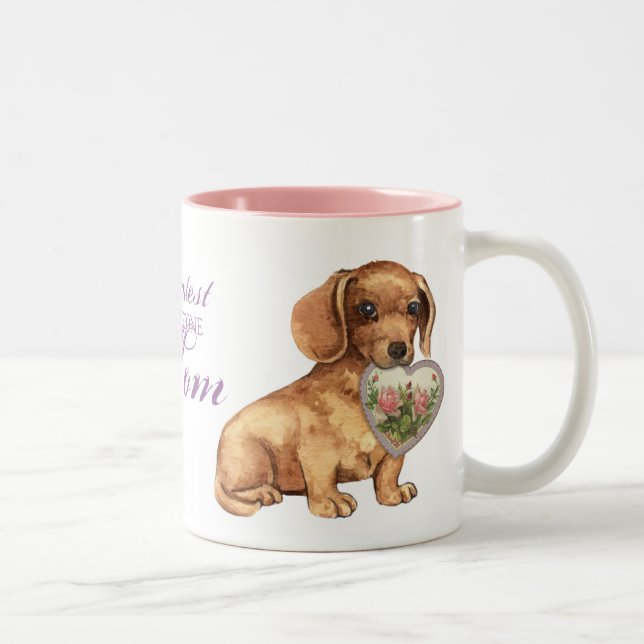 Dachshund Heart Mum Two-Tone Coffee Mug (Right)