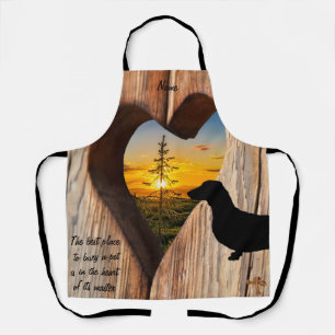 Dachshund Heart Sunset Apron