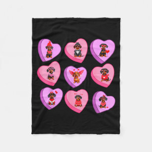 Dachshund Hearts Candy Valentines Weiner Dog Pet L Fleece Blanket