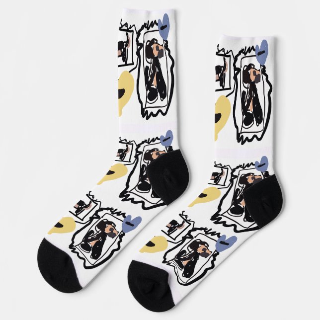 Dachshund hearts  socks (Left)