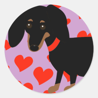 Dachshund Hearts Stickers