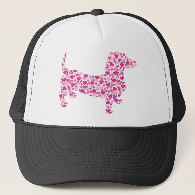 Dachshund Hearts Trucker Hat (Front)