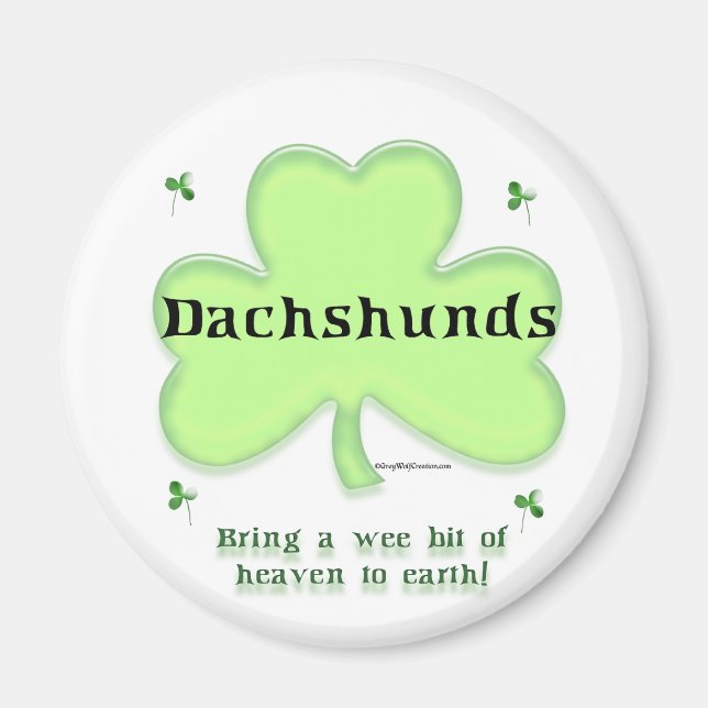 Dachshund Heaven; St. Patrick's day Dachshund Magnet (Front)