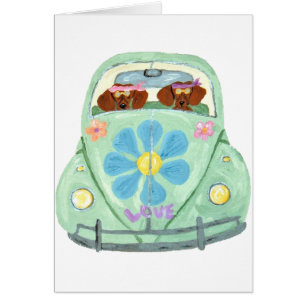 Dachshund Hippies In Their Flower Love Mobile