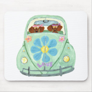 Dachshund Hippies In Their Flower Love Mobile Mouse Pad