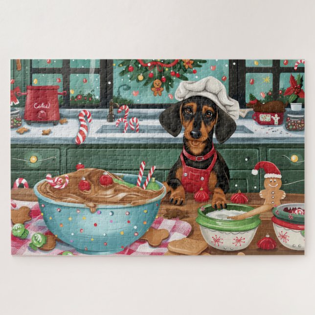Dachshund Holiday Baking: Festive Christmas  Jigsaw Puzzle (Horizontal)