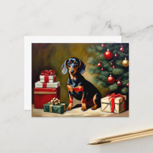 Dachshund Holiday Illustration Postcard