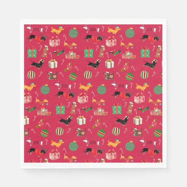 Dachshund Holiday Paper Napkins (Front)