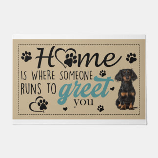 Dachshund Home Is Where Someone Runs To Greet You Doormat