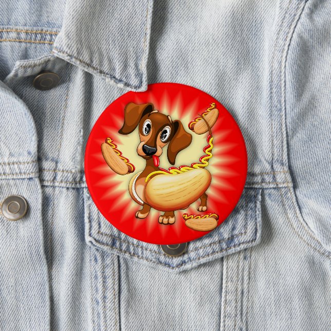 Dachshund Hot Dog 10 Cm Round Badge (In Situ)