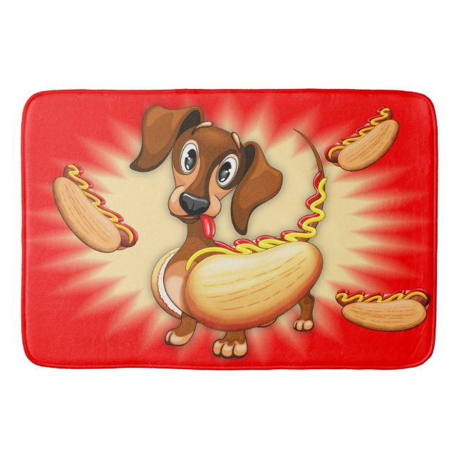Dachshund Hot Dog Bath Mat (Front)