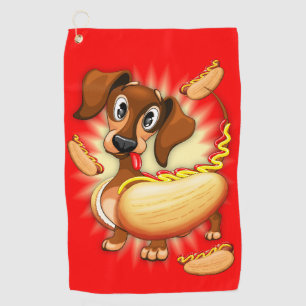 Dachshund Hot Dog Golf Towel