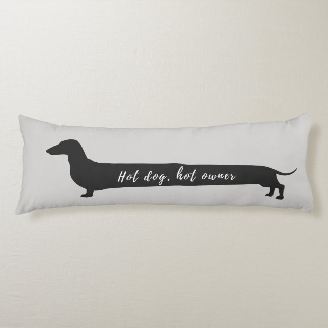 Dachshund "hot dog, hot owner" long pillow (Front)
