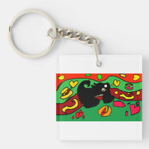 Dachshund hot dog key ring