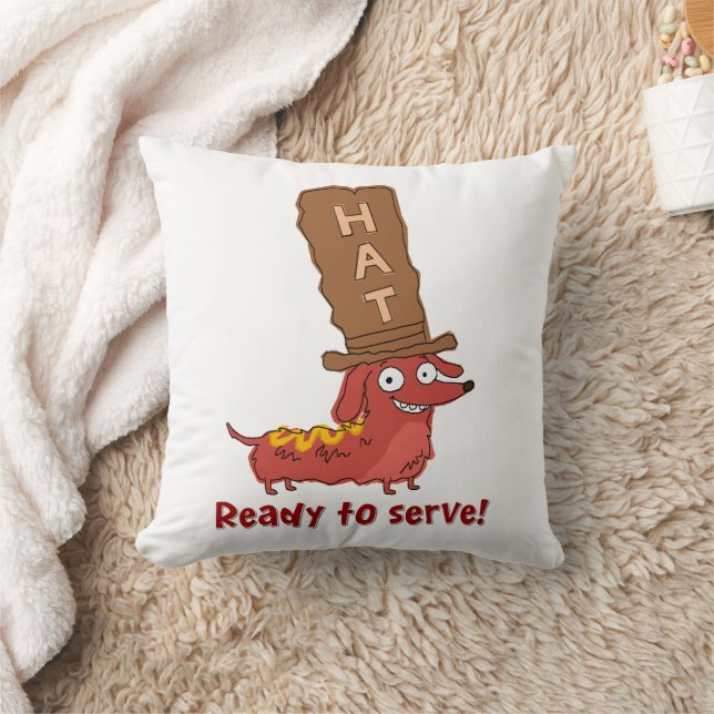 Dachshund Hot Dog Pun Cushion (Blanket)