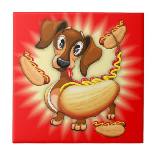 Dachshund Hot Dog Tile