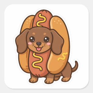 Dachshund Hotdog Costume Funny Dog Sticker