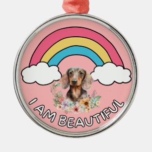 Dachshund I Am Beautiful Metal Tree Decoration