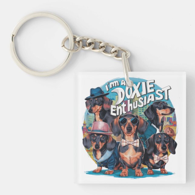 Dachshund I'm A Doxie Enthusiast Key Ring (Front)