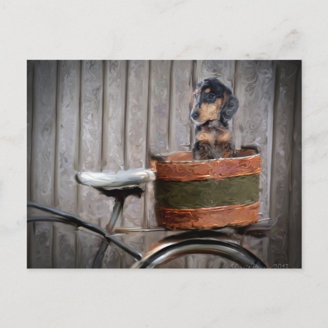 Dachshund In a Basket PostcardMagnet Postcard (Front)