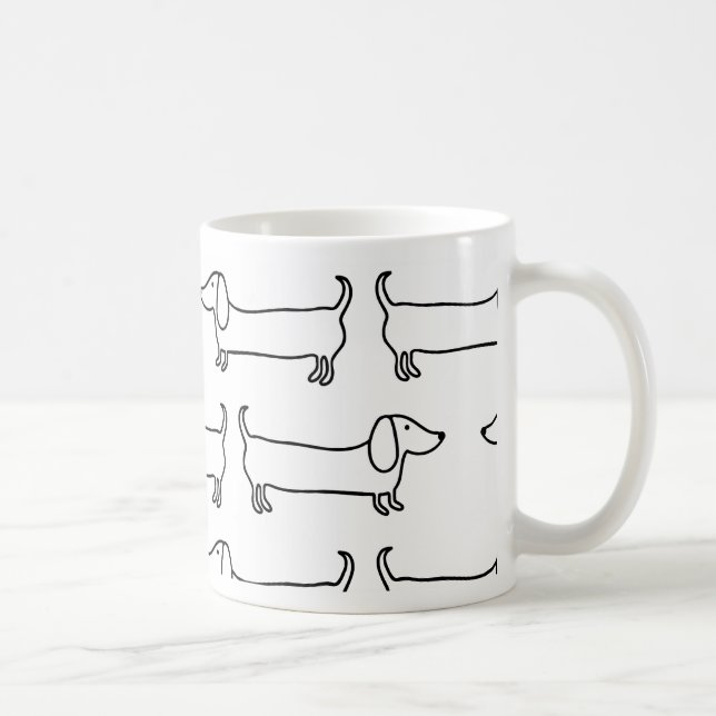 Dachshund in black-white coffee mug (Right)