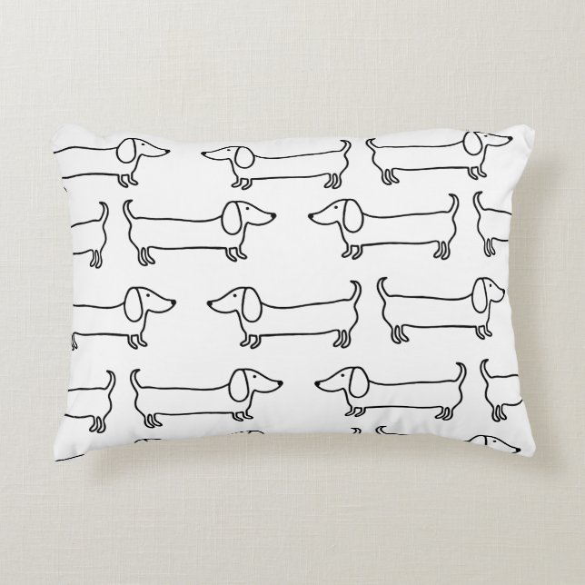 Dachshund in black-white decorative cushion (Front)