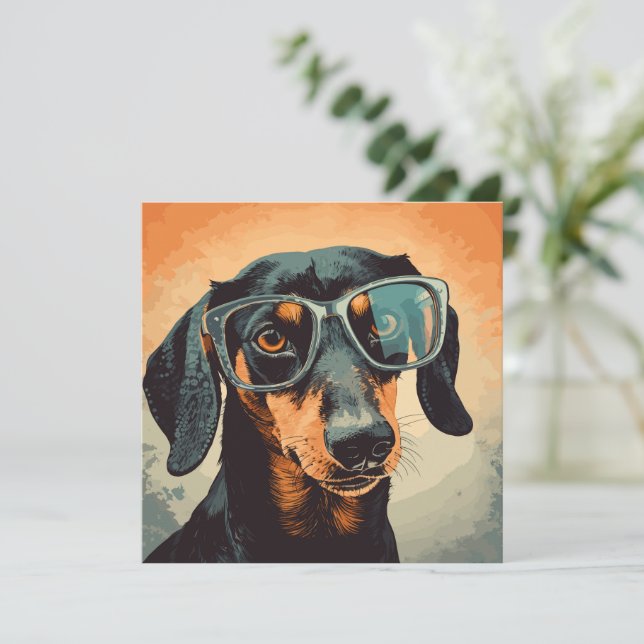 Dachshund in Glasses Card (Standing Front)
