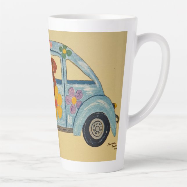 Dachshund in Hippie car  Latte Mug (Right)