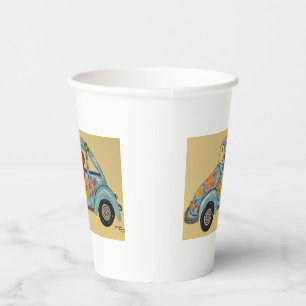 Dachshund in Hippie Car Paper Cups