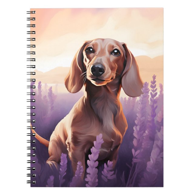 Dachshund in Lavender field Notebook (Front)