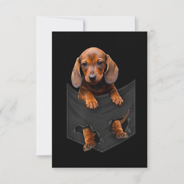 Dachshund In My Pocket Dachshund Weiner Dog Gift RSVP Card (Front)