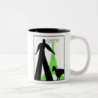 "Dachshund in Paris" from ZermenoGallery.com Two-Tone Coffee Mug