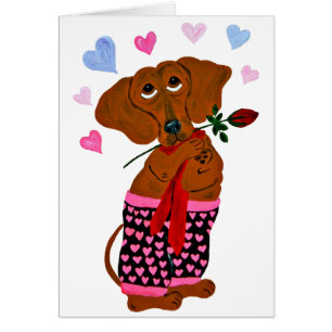 Dachshund In Pink Heart Shorts