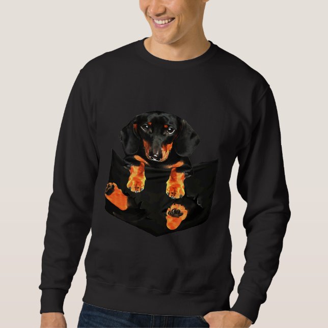 Dachshund In Pocket Dog Face Sweatshirt (Front)