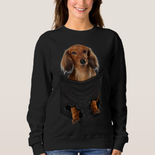 Dachshund In Pocket Long Haired Wiener Dog Women D Sweatshirt