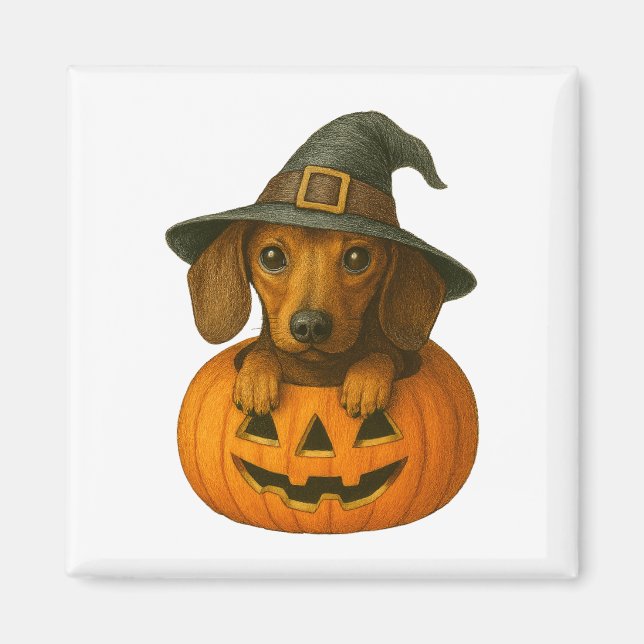 Dachshund in Pumpkin Magnet (Front)