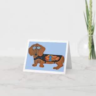 Dachshund in Racing Jacket Flat Note Card