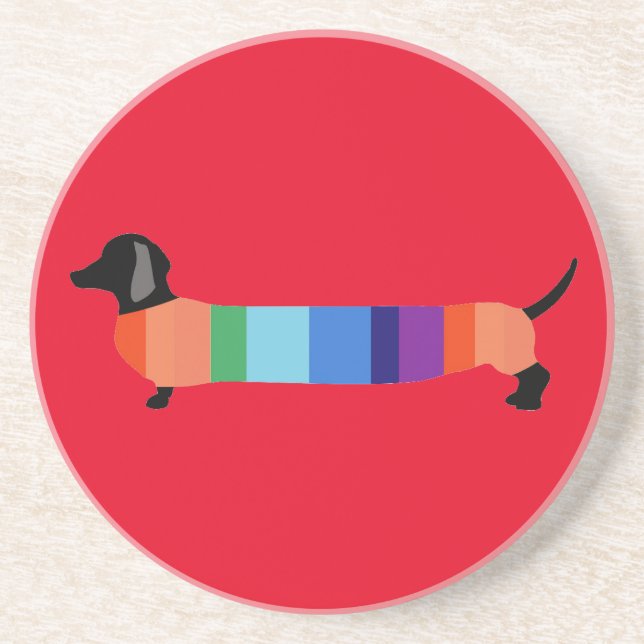 Dachshund in Rainbow Sweater Coaster (Front)