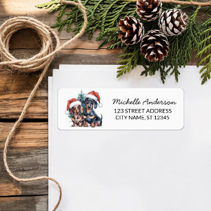 Dachshund in Santa Hat Christmas Return Address   