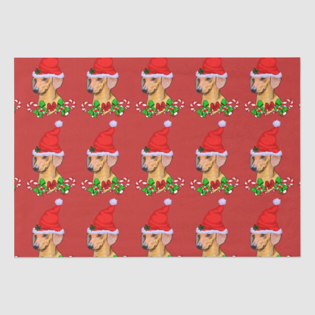 Dachshund in Santa Hat Christmas Tissue Paper (Front)