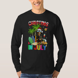 Dachshund In Santa Hat Sunglasses Christmas In Jul T-Shirt